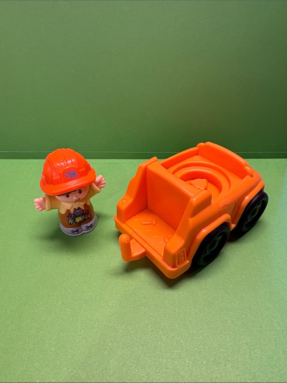 Little people Orange Construction Truck Toy with Orange Worker Figure